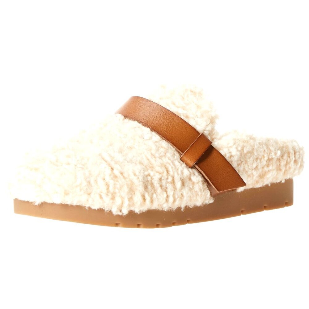 Womens Shearling Mule Memory Foam Backless Comfort Wedge Sole Chic